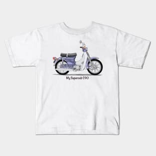 Drawing of Retro Motorcycle Honda Cub C90 Kids T-Shirt